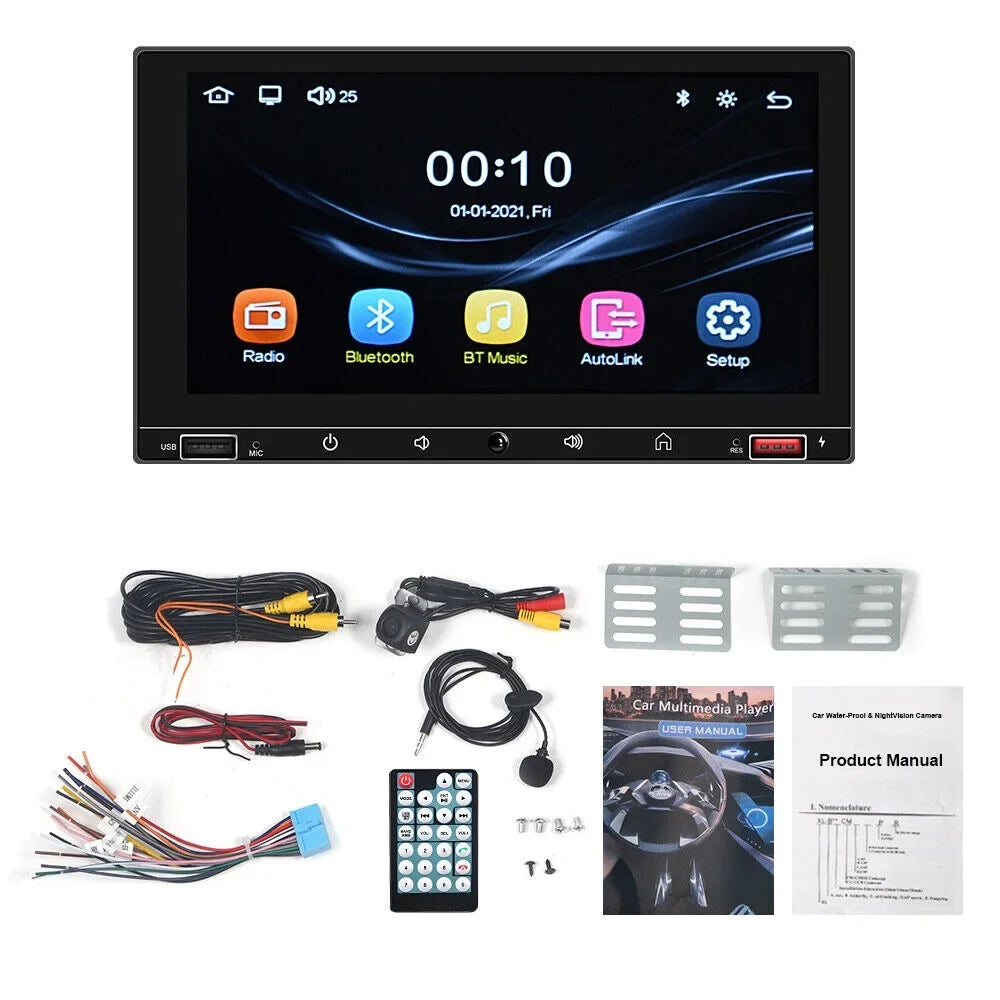 JLLOM  7" HD Screen  Carplay & Android Auto MP5 Player Wired Mirror Link Bluetooth AUX Fast Charge - Car Stereo System