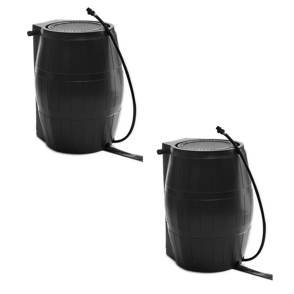 FCMP Outdoor 50-Gallon BPA Free Home Rain moisture Barrel, Black (2 Pack)