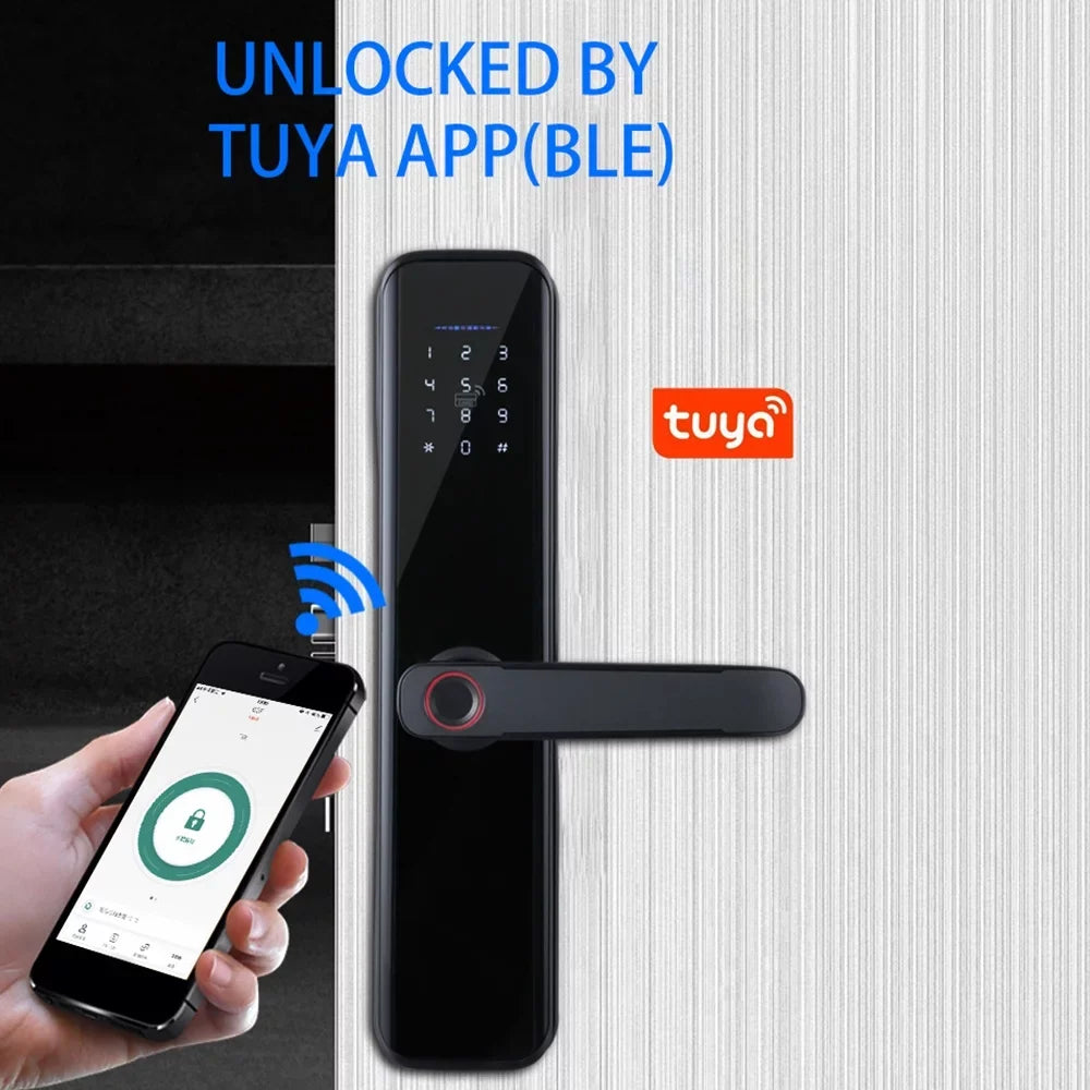 Htovila Smart Lock Fingerprint Lock Door Lock Keypad Door Lock with Handle Fingerprint Electronic Deadbolt Door Lock Smart Door Lock appropriate with APP