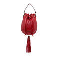 Pre-Owned Authenticated Miu Miu Tassel Accent Bucket Bag Calf Leather Red DrawstringBag Unisex (Good)