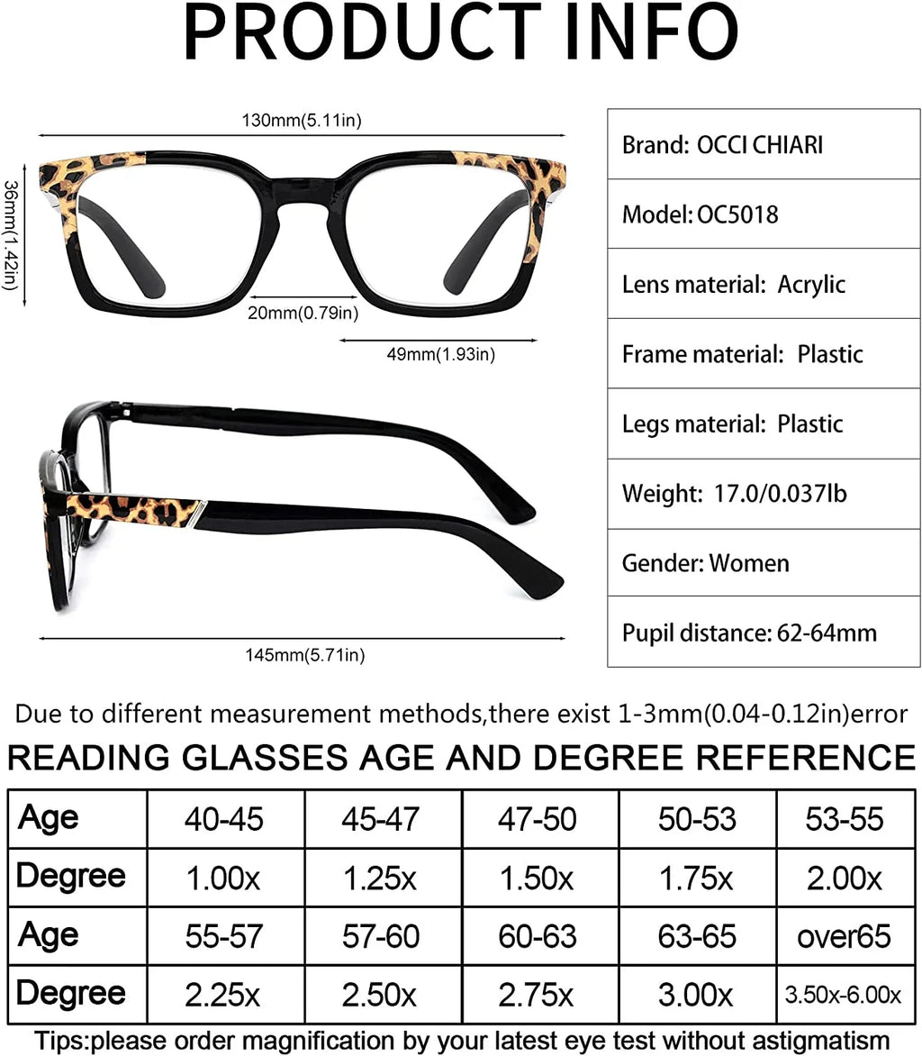 OCCI CHIARI Stylish Reading Glasses for Women Designer Readers Clear Lens