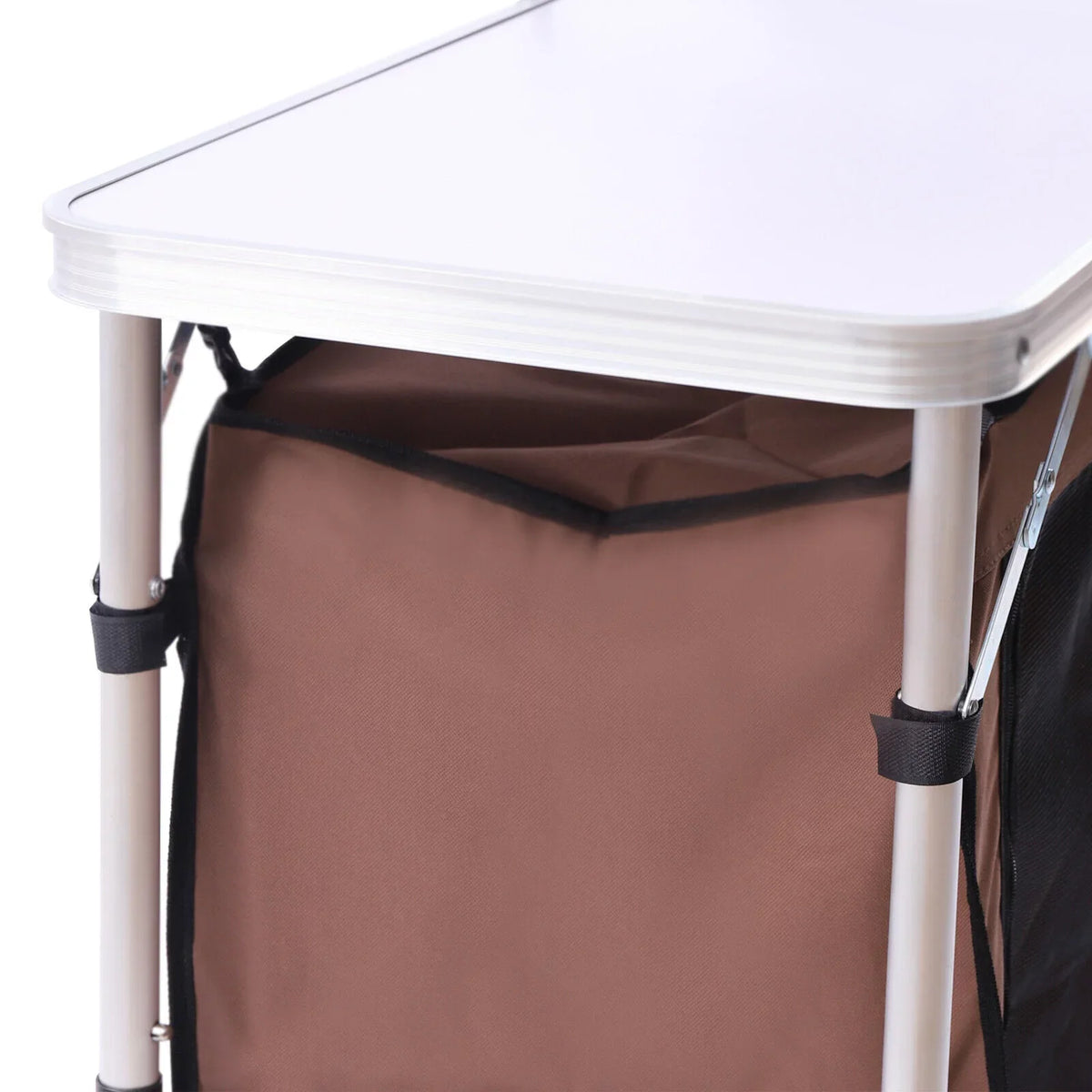 Folding Camping Station Portable Barbecue Table Rack+Brown Fabric protector