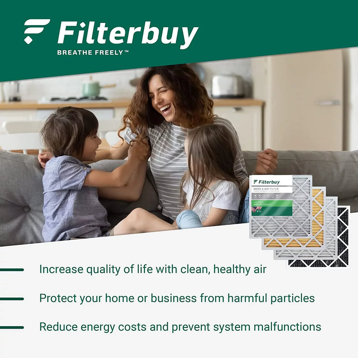 Filterbuy 12x36x2 MERV 13 Pleated HVAC AC Furnace Air Filters (3-Pack)