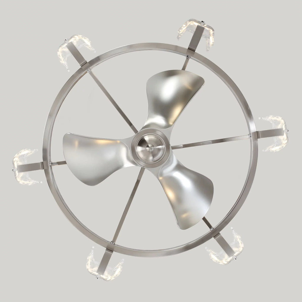 Parrot Uncle Modern Ceiling Fan Indoor with Lights 34 inch, Brushed Nickel