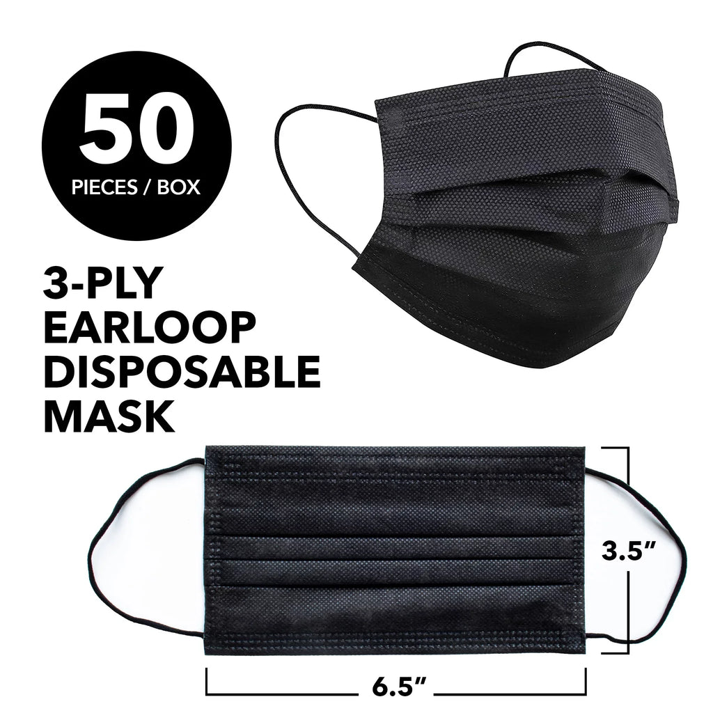 InterMask Disposable Premium 3-Ply ASTM Level 3 Mask, Black, Case of 2000