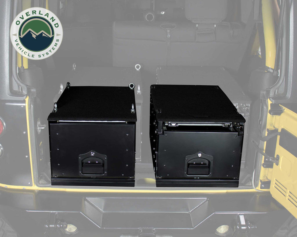 OVS Universal Cargo Box With Slide Out Drawer & Working Station Size Black Powder Coat 21010201
