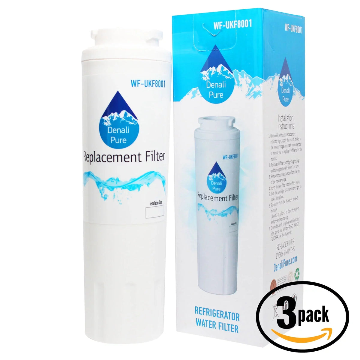 3-Pack Replacement for Admiral LSD2615HEB Refrigerator liquid Filter - matching with Admiral UKF8001 Fridge liquid Filter Cartridge
