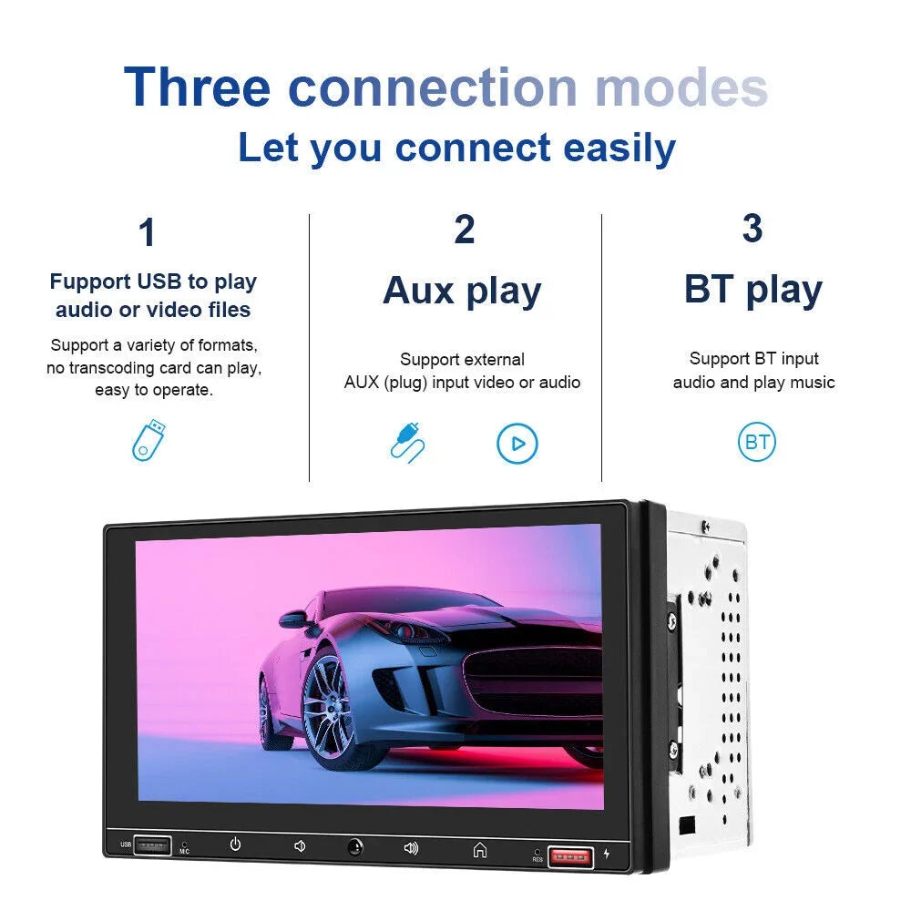 JLLOM  7" HD Screen  Carplay & Android Auto MP5 Player Wired Mirror Link Bluetooth AUX Fast Charge - Car Stereo System