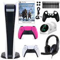PlayStation 5 Digital GOW Console with Extra Pink Dualsense Controller and Accessories Kit