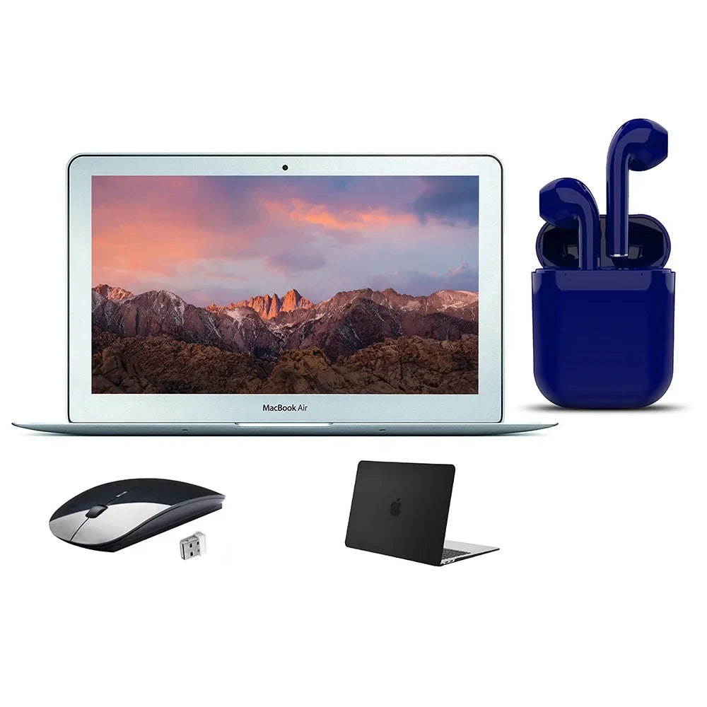 Restored  11.6-inch MacBook Air  Core i5 4GB RAM 128GB SSD Bundle: Wireless Mouse, Black Case, Bluetooth/Wireless Airbuds By Certified 2 Day Express (Refurbished)