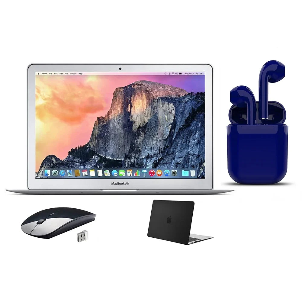 Restored  MacBook Air 13.3-inch  Core i5 4GB RAM Mac OS 256GB SSD Bundle: Wireless Mouse, Black Case, Bluetooth/Wireless Airbuds By Certified 2 Day Express (Refurbished)